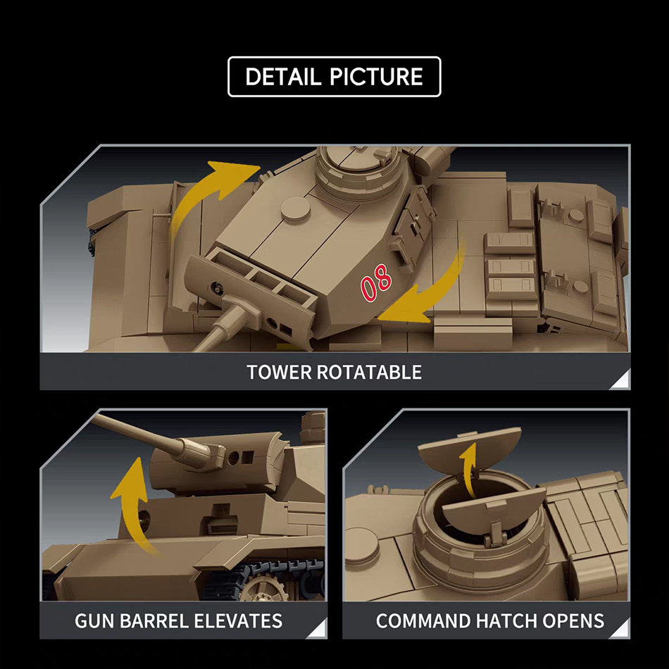 WW2 Afrika Korps Panzer III Sd - Lego Compatible Military Tank 评论和价格